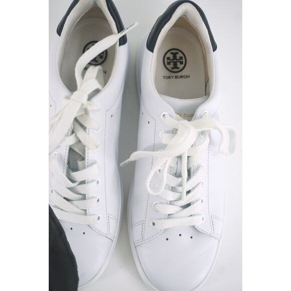 Tory Burch Howell Court White Leather Sneakers SZ 8.5 Tennis low top logo $248 - Picture 9 of 10